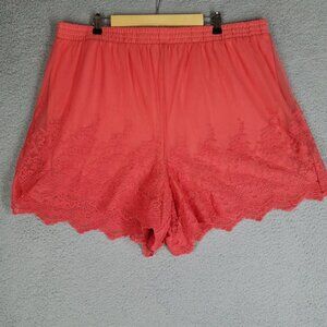 NEW Torrid Shorts Women's 2/ 2X Coral Pink Lace Embroidered Pull On Summer